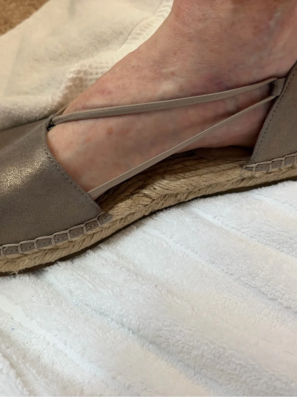 Eileen Fisher Bronze Leather Espadrille Flats